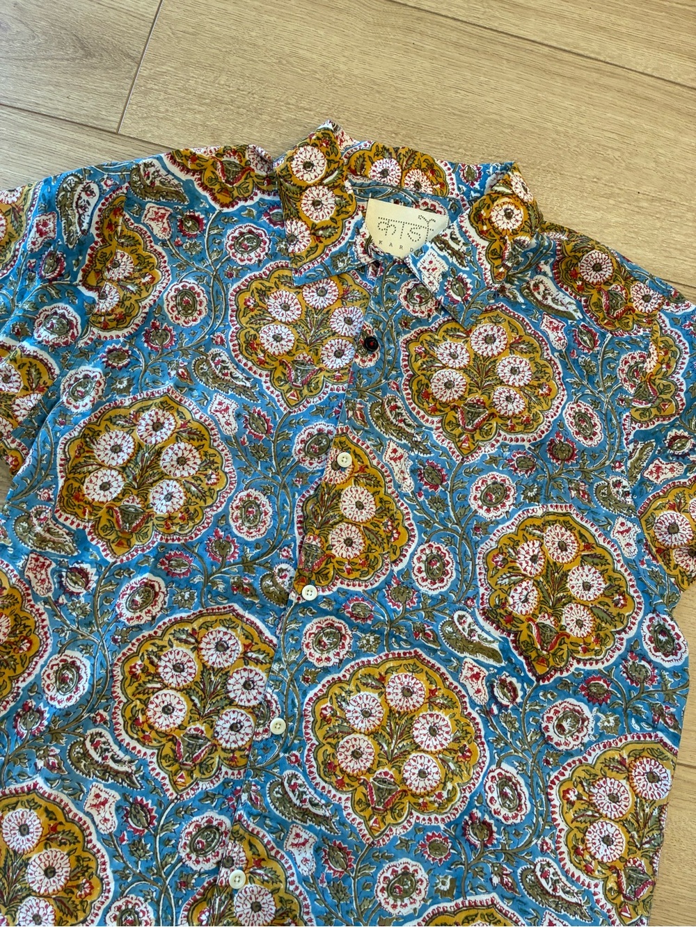 NEW Kardo Men’s Chintan Short Sleeve Shirt Blue Size M
